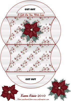 Christmas Poinsettia Pillow Purse Gift Box