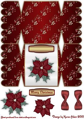 Pretty Poinsettia Christmas Cracker Shaped Card