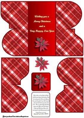 Poinsettia & Plaid Gatefold Card