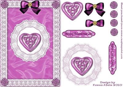 Celtic Valentine Heart, Satin 'n Lace Card Front