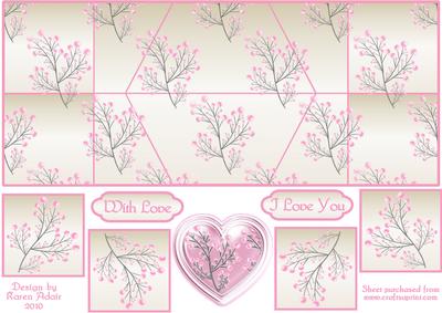 Valentine's Heart in Pink Double Diamond Fold Card