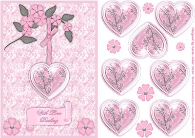 3D Heart and Flowers Card Front