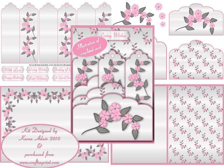 Pink Floral Scalloped Top Pocket Bookmarks Kit