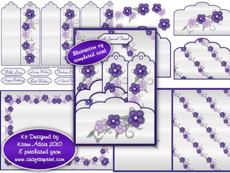 Purple Floral Scalloped Top Pocket Bookmarks Kit