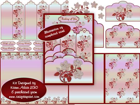 Red Floral Scalloped Top Pocket Bookmarks Kit