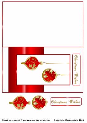 Red and Gold Christmas Bauble Card