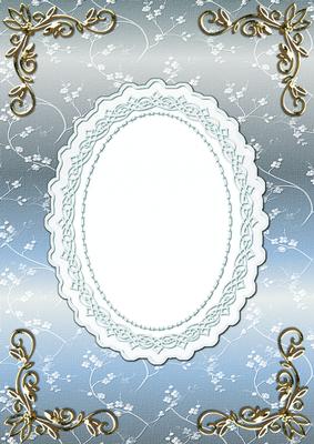 Blossoms Card Front in Ocean Blue