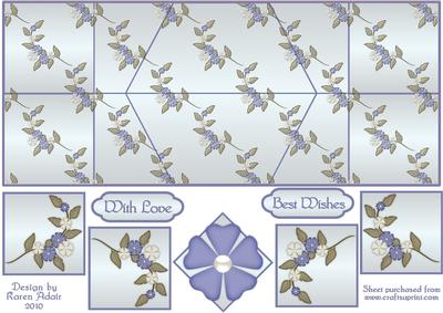 Blue Petals Double Diamond Fold Card
