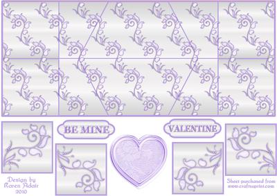 Hearts 'n Swirls in Lilac Double Diamond Fold Card