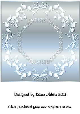 Ornate Large Square Card Front in Ocean Blue
