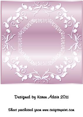 Ornate Large Square Card Front in Pink