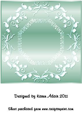 Ornate Large Square Card Front in Green