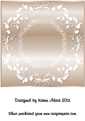 Ornate Large Square Card Front in Beige