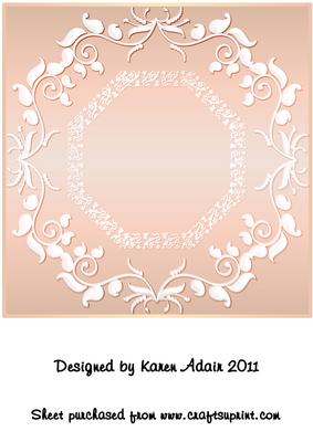 Ornate Large Square Card Front in Peach