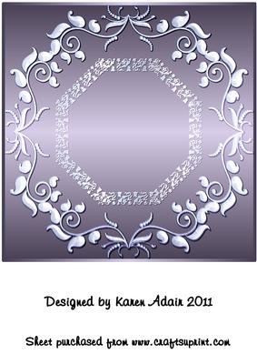 Ornate Large Square Card Front in Damson