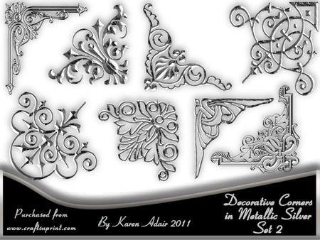 Decorative Corners - Metallic Silver Set 2