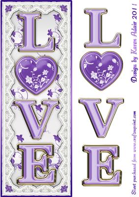 Love Large, Tall Dl Card Front and Step by Step in Lilac