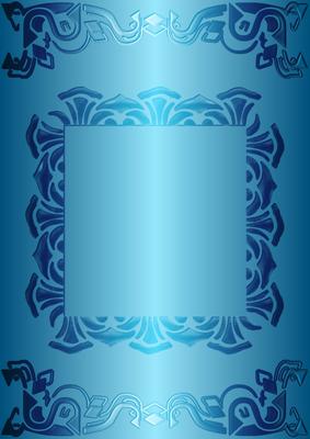 Art Deco Card Front in Mid Blue
