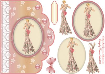 Art Deco Lady 'n Lace Scallop Edged Card Front