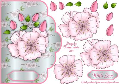 Beautiful Cherry Blossom Scallop Edged Card Front
