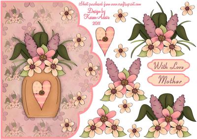 Mothers Flowers Scallop Edge Card Front
