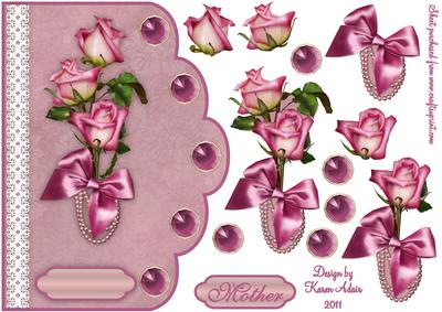 Sweetheart Roses Scallop Edge Card Front