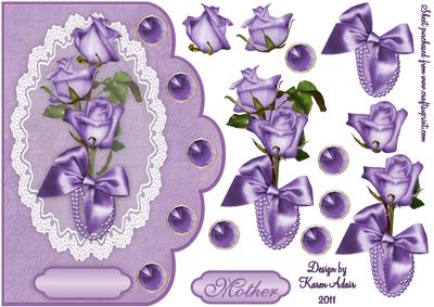 Sweetheart Roses in Lilac Scallop Edge Card Front