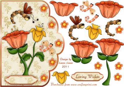 Dragonflowers Scallop Edged Card Front
