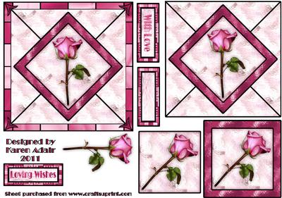 Sweetheart Rose on Stained Glass Square Card Front