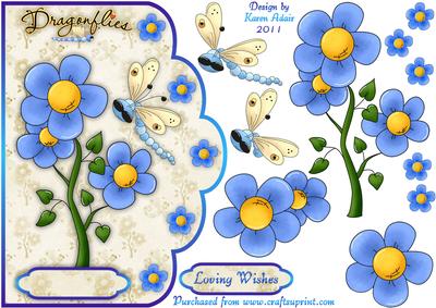 Dragonflowers 2 Scallop Edged Card Front