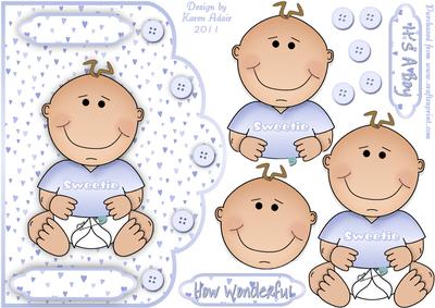 New Baby Boy Scallop Edged Card Front