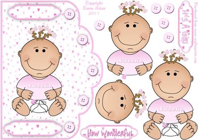 New Baby Girl Scallop Edged Card Front