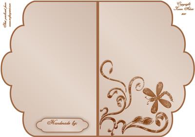 Scalloped Edge Cut and Fold Card Base - Beige