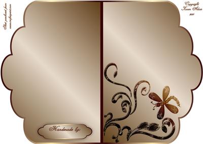 Scalloped Edge Cut and Fold Card Base - Chocolate