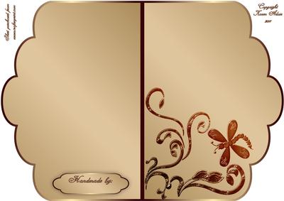 Scalloped Edge Cut and Fold Card Base - Coffee