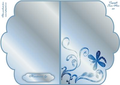 Scalloped Edge Cut and Fold Card Base - Ocean