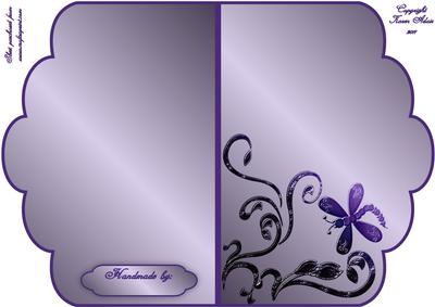 Scalloped Edge Cut and Fold Card Base - Purple