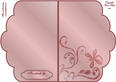 Scalloped Edge Cut and Fold Card Base - Rose Pink