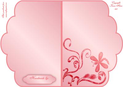 Scalloped Edge Cut and Fold Card Base - Salmon Pink