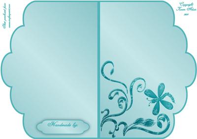 Scalloped Edge Cut and Fold Card Base - Turquoise