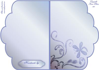 Scalloped Edge Cut and Fold Card Base - Winter Blue