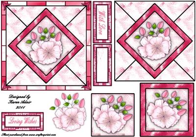 Cherry Blossom on Stained Glass Square Card Front