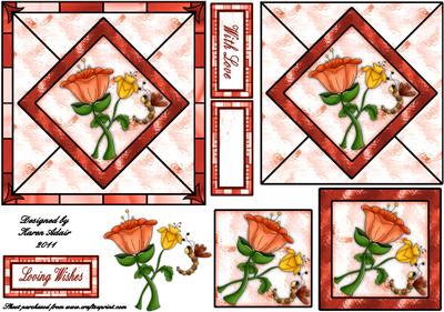 Dragonflowers on Stained Glass Square Card Front