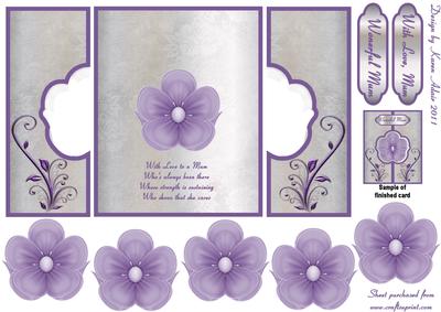 3D Silk Flower in Lilac Gatefold Aperture Card