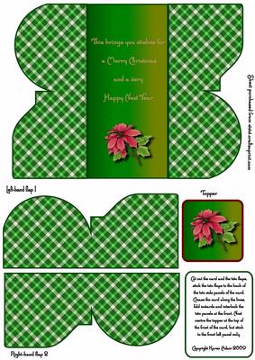 Green Poinsettia Gatefold Interlocking Card