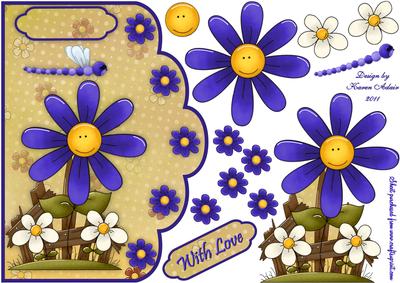 Perfect Petals in Blue Scallop Edge Card Front
