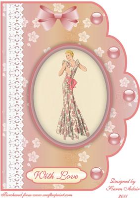 Art Deco Lady 'n Lace A4 Scallop Edge Card Front