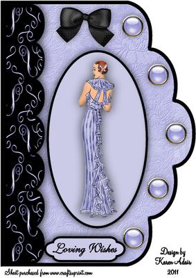 Bonnie in Blue A4 Scallop Edge Card Front
