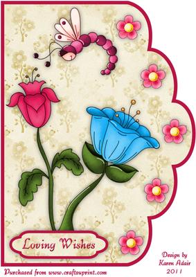 More Dragonflowers! A4 Scallop Edge Card Front