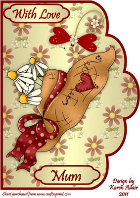 Mothers Day Bonnet and Daisies A4 Scallop Front Card Front